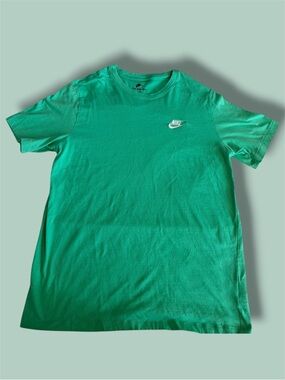 Nike Men’s Teal Crewneck T-Shirt with White Swoosh(Large)